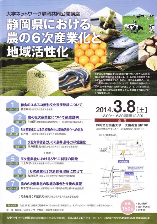 静岡県における農の６次産業化と地域活性化チラシ表